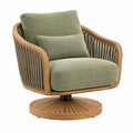 Fauteuil pivotant 82 x 80 x 83 cm en bois et corde vert kaki style naturel