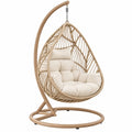 Fauteuil suspendu 105 x 105 x 195 cm en fibres tressées beige avec support intérieur