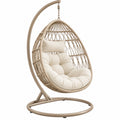 Fauteuil suspendu 105 x 105 x 195 cm en métal et résine tressée beige pour intérieur style bohème