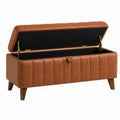 Banc coffre 120 cm en similicuir marron avec rangement style vintage